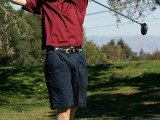 Driving on the ninth hole.