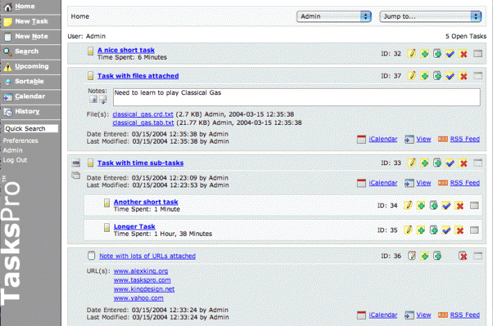 Tree view with sub-tasks expanded