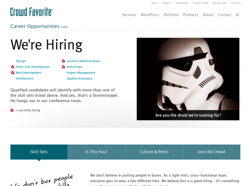 Crowd Favorite Careers Page
