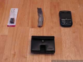 Magnets, knife, BlackBerry, case